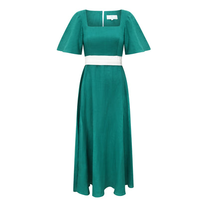 Emerald Earth Long Linen Dress