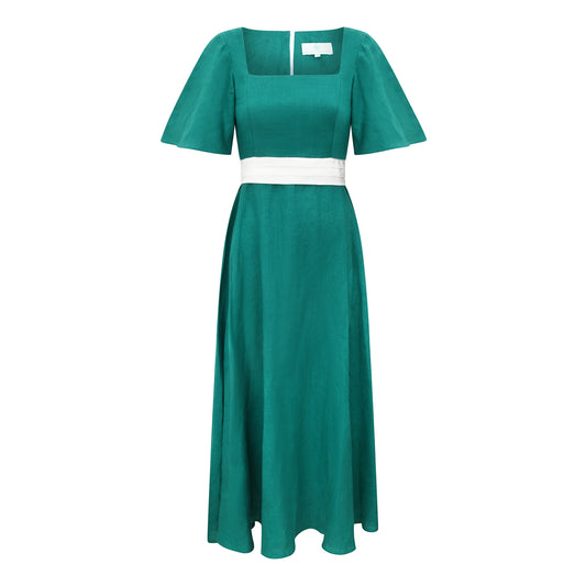 Emerald Earth Long Linen Dress