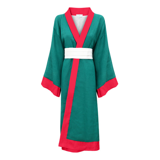 Emerald Land Linen Kimono