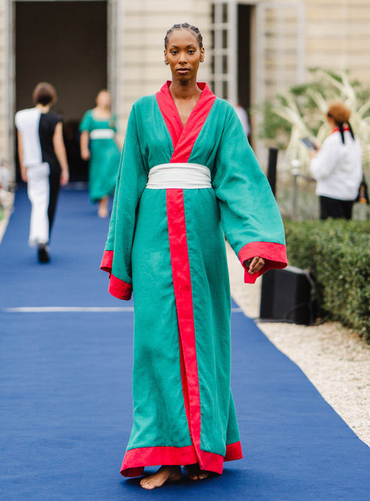 Emerald Land Linen Kimono